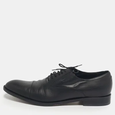 Pre-owned Gucci Black Leather Lace Up Oxfords Size 45