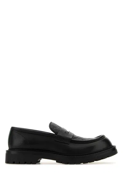 Gucci Black Leather Loafers In Blackblagreenred