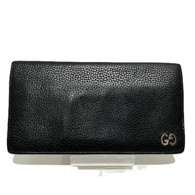 Pre-owned Gucci Black Leather Long Bill Wallet (bi-fold) ()