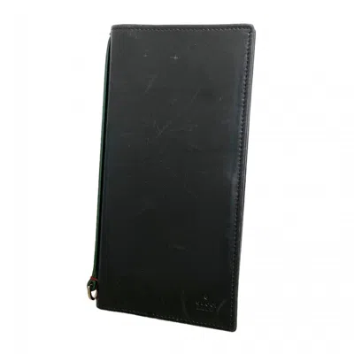 Pre-owned Gucci Black Leather Long Bill Wallet (bi-fold) ()