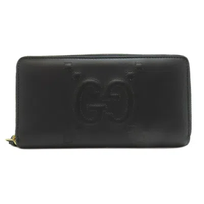 Pre-owned Gucci Black Leather Long Wallet (bi-fold) ()