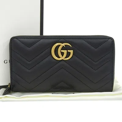 Pre-owned Gucci Black Leather Long Wallet (bi-fold) ()