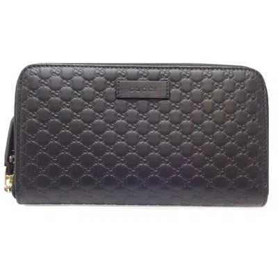 Pre-owned Gucci Black Leather Long Wallet (bi-fold) ()