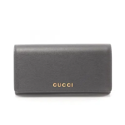 Pre-owned Gucci Black Leather Long Wallet (bi-fold) ()