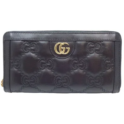 Pre-owned Gucci Black Leather Long Wallet (bi-fold) ()