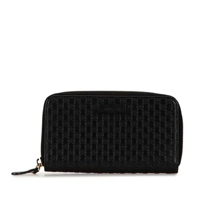 Pre-owned Gucci Black Leather Long Wallet (bi-fold) ()