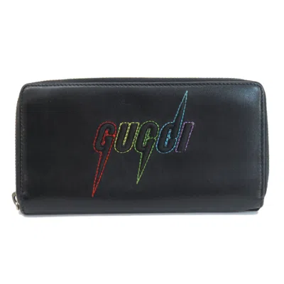 Pre-owned Gucci Black Leather Long Wallet (bi-fold) ()