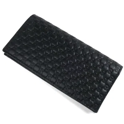 Pre-owned Gucci Black Leather Long Wallet (bi-fold) ()