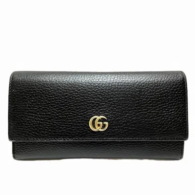 Pre-owned Gucci Black Leather Long Wallet (bi-fold) ()
