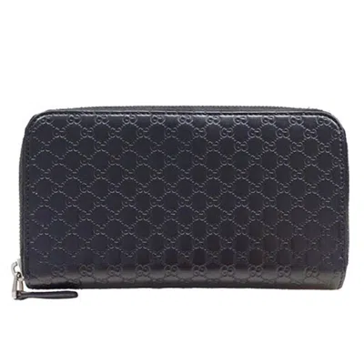 Pre-owned Gucci Black Leather Long Wallet (bi-fold) ()