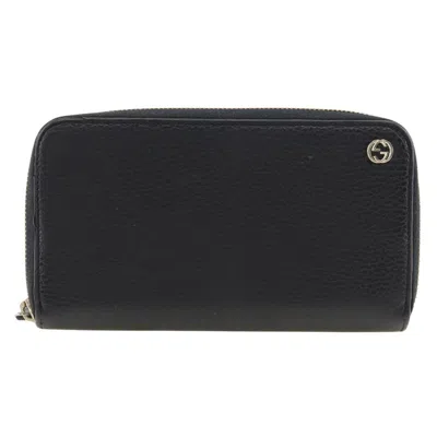 Pre-owned Gucci Black Leather Long Wallet (bi-fold) ()