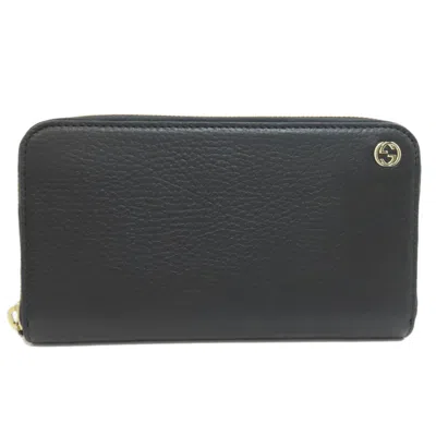 Pre-owned Gucci Black Leather Long Wallet (bi-fold) ()