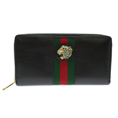 Pre-owned Gucci Black Leather Long Wallet (bi-fold) ()