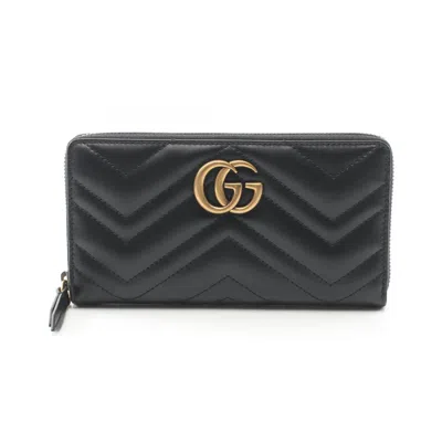 Pre-owned Gucci Black Leather Long Wallet (bi-fold) ()