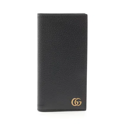 Pre-owned Gucci Black Leather Long Wallet (bi-fold) ()