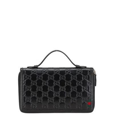 Pre-owned Gucci Black Leather Long Wallet (bi-fold) ()