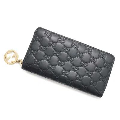 Pre-owned Gucci Black Leather Long Wallet (bi-fold) ()