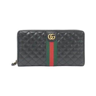 Pre-owned Gucci Black Leather Long Wallet (bi-fold) ()