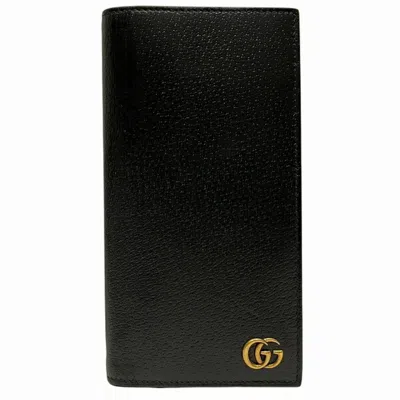 Pre-owned Gucci Black Leather Long Wallet (bi-fold) ()