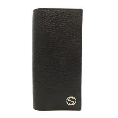 Pre-owned Gucci Black Leather Long Wallet (bi-fold) ()