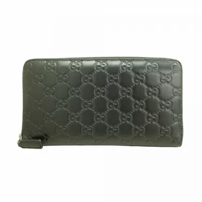Pre-owned Gucci Black Leather Long Wallet (bi-fold) ()