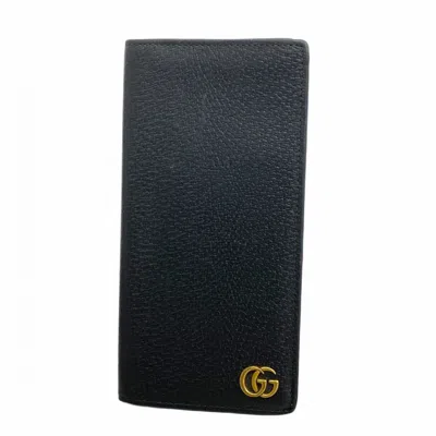 Pre-owned Gucci Black Leather Long Wallet (bi-fold) ()