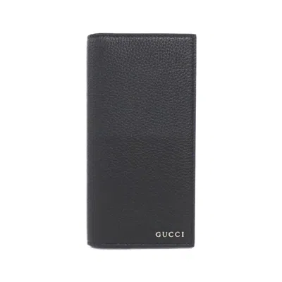 Pre-owned Gucci Black Leather Long Wallet (bi-fold) ()
