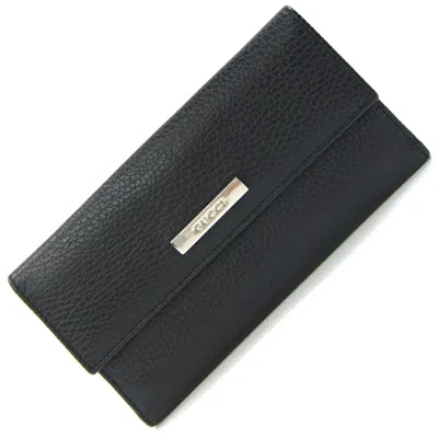Pre-owned Gucci Black Leather Long Wallet (bi-fold) ()