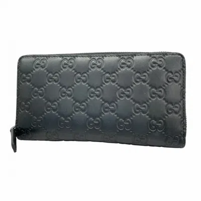 Pre-owned Gucci Black Leather Long Wallet (bi-fold) ()
