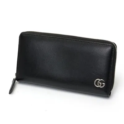 Pre-owned Gucci Black Leather Long Wallet (bi-fold) ()