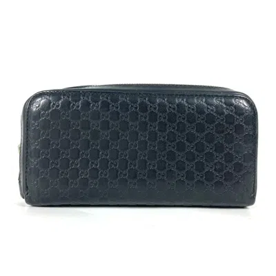 Pre-owned Gucci Black Leather Long Wallet (bi-fold) ()