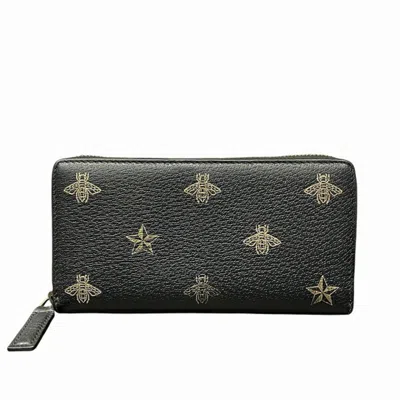 Pre-owned Gucci Black Leather Long Wallet (bi-fold) ()