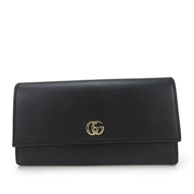 Pre-owned Gucci Black Leather Long Wallet (bi-fold) ()