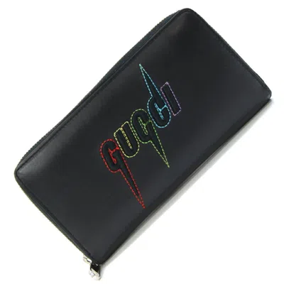 Pre-owned Gucci Black Leather Long Wallet (bi-fold) ()