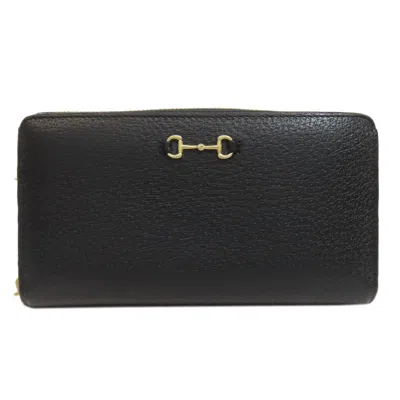 Pre-owned Gucci Black Leather Long Wallet (bi-fold) ()