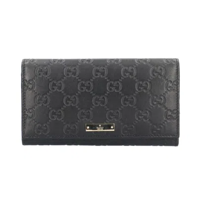 Pre-owned Gucci Black Leather Long Wallet (bi-fold) ()