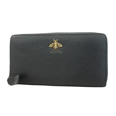 Pre-owned Gucci Black Leather Long Wallet (bi-fold) ()