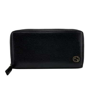 Pre-owned Gucci Black Leather Long Wallet (bi-fold) ()