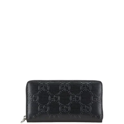 Pre-owned Gucci Black Leather Long Wallet (bi-fold) ()