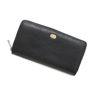 Pre-owned Gucci Black Leather Long Wallet (bi-fold) ()