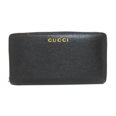 Pre-owned Gucci Black Leather Long Wallet (bi-fold) ()