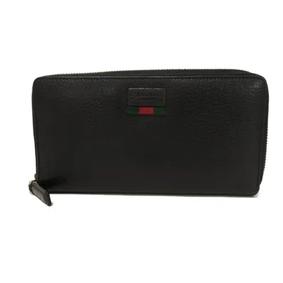 Pre-owned Gucci Black Leather Long Wallet (bi-fold) ()