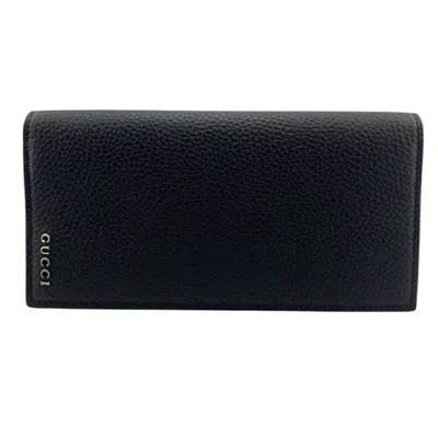 Pre-owned Gucci Black Leather Long Wallet (bi-fold) ()