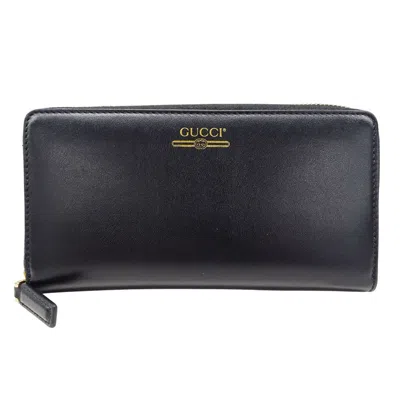Pre-owned Gucci Black Leather Long Wallet (bi-fold) ()
