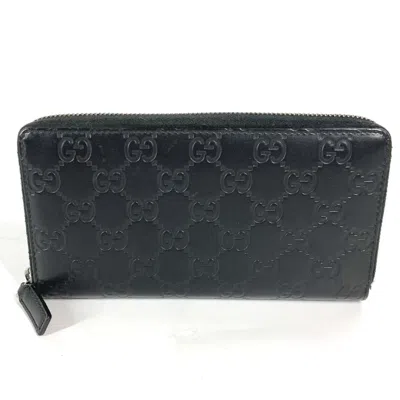 Pre-owned Gucci Black Leather Long Wallet (bi-fold) ()