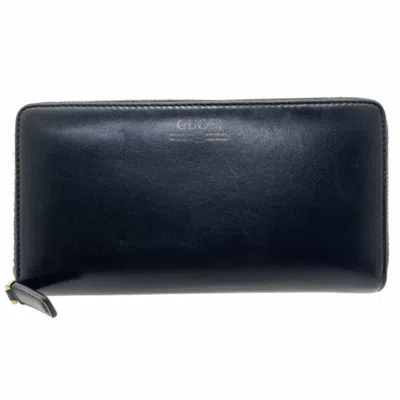 Pre-owned Gucci Black Leather Long Wallet (bi-fold) ()