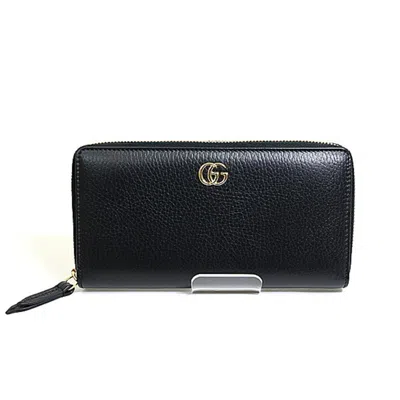 Pre-owned Gucci Black Leather Long Wallet (bi-fold) ()