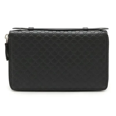 Pre-owned Gucci Black Leather Long Wallet (bi-fold) ()