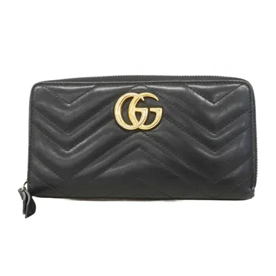 Pre-owned Gucci Black Leather Long Wallet (bi-fold) ()