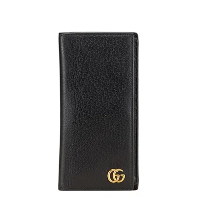 Pre-owned Gucci Black Leather Long Wallet (bi-fold) ()